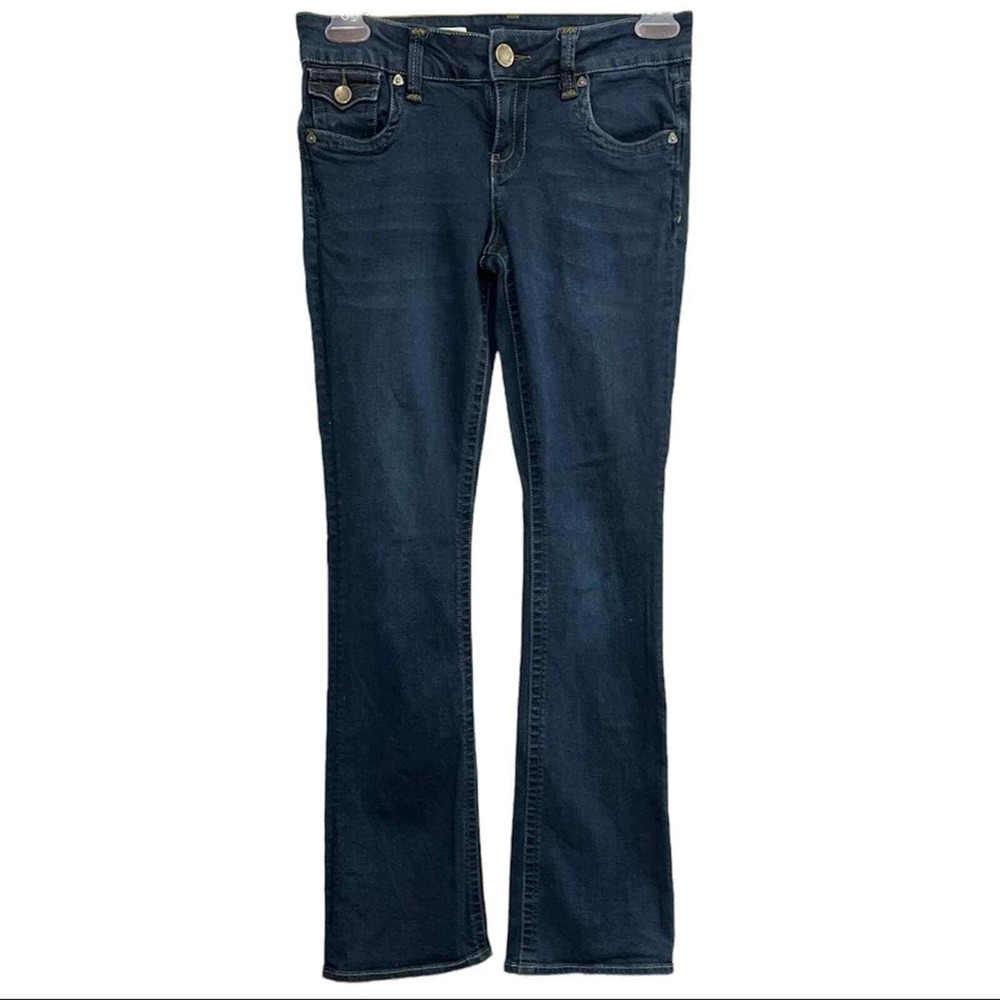 KUT from the Kloth Natalie Bootcut Jeans Womens 4 Dark Wash High Rise Flap